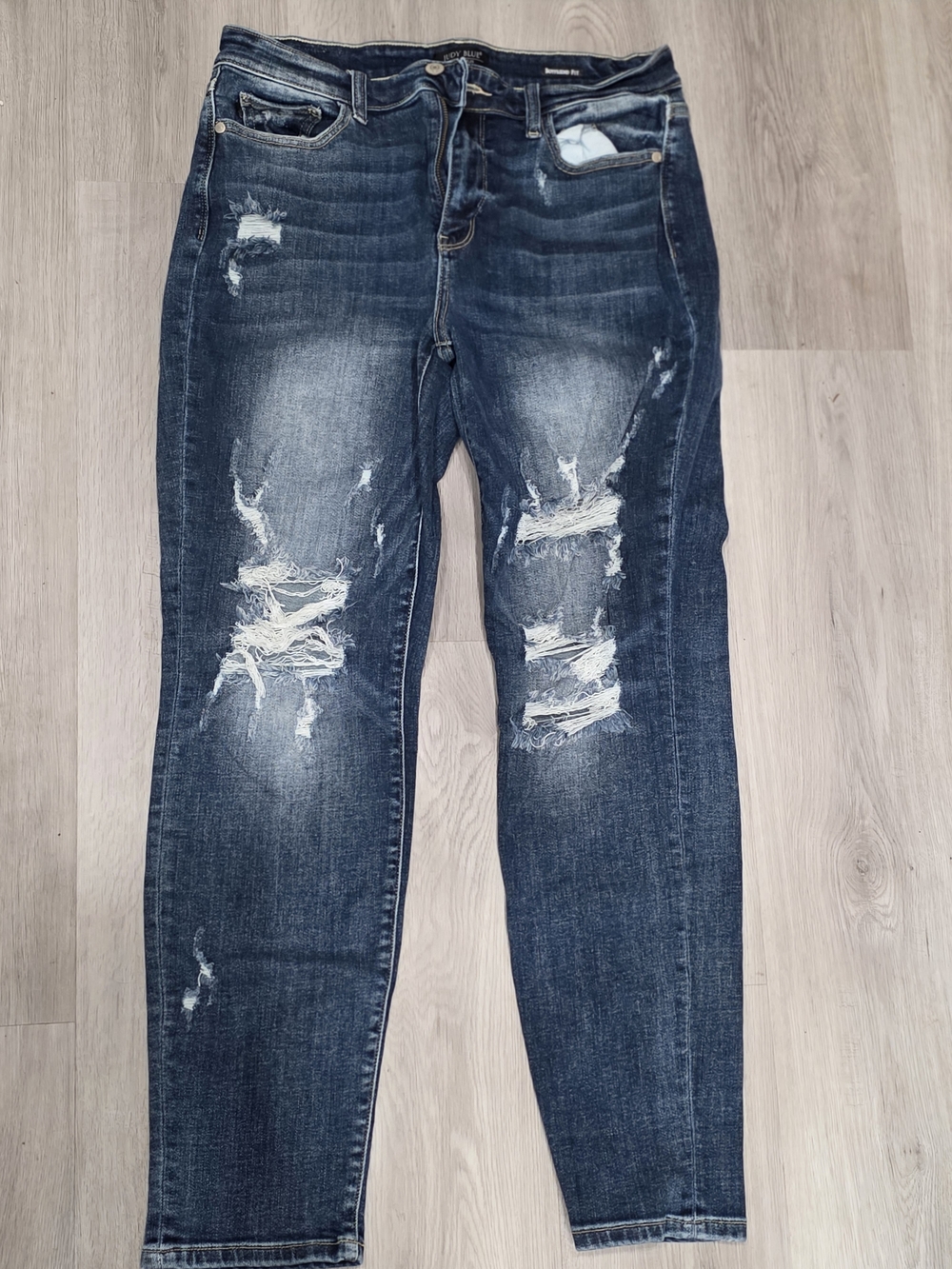 Judy Blue Dark Blue Distressed Boyfriend Jeans